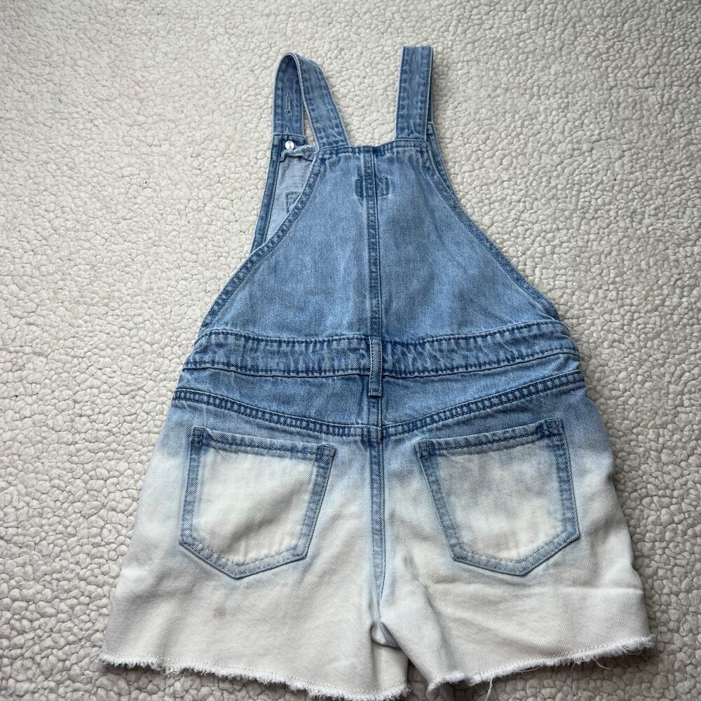 Gap Kids Denim Faded Bleached Short Overalls Small - Picture 8 of 11